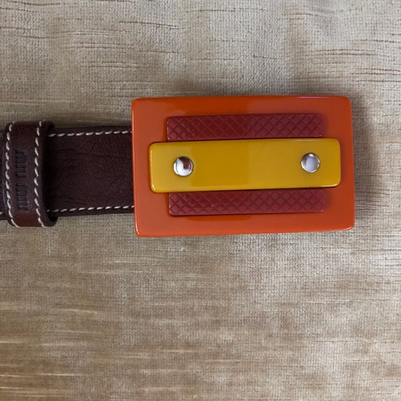 Miu Miu leather belt with multi colour buckle - Picture 2 of 5
